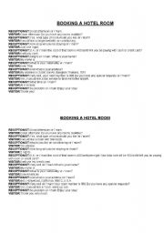 English Worksheet: booking a hotel room