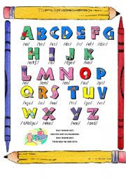 English Worksheet: The Alphabet song (in colours)