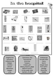 English Worksheet: In the hospital ( Grayscale copy )