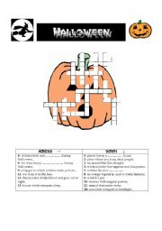 English Worksheet: Halloween crosswords