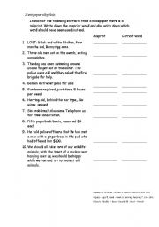 English Worksheet: Newspaper misprints