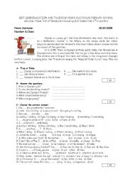 English Worksheet: an exam for elementary classes