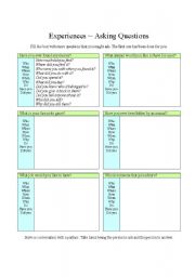 English Worksheet: Conversations About Experiences