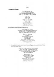 English Worksheet: One- U2