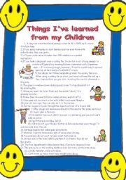 English Worksheet: Things Ive learned from my children