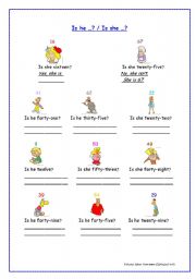 English Worksheet: Is she..? / Is he ...?