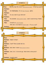 English Worksheet: Invitation Dialogue (Pairwork)