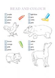 English Worksheet: read and colour