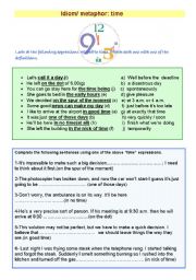 English Worksheet: idiom/ metaphor :Time