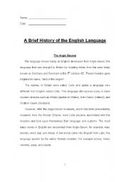 English Worksheet: A Brief History of the English Language