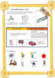 English Worksheet: Articles (Part 1/2)