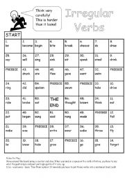 Irregular Verbs Black and White Version 