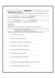 English Worksheet: possessive forms of nouns