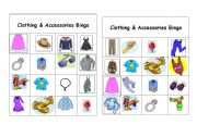 English Worksheet: Clothing & Accessories Bingo Games