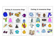 English Worksheet: Clothing & Accessories Bingo Games ( 2 of 12 )