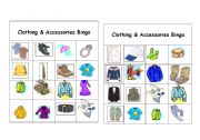 English Worksheet: Clothing & Accessories Bingo Games ( 4 of 12 )