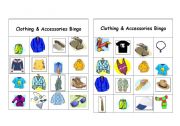 English Worksheet: Clothing & Accessories Bingo Games ( 6 of 12 )
