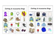 English Worksheet: Clothing & Accessories Bingo Games ( 8 of 12 )