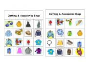 English Worksheet: Clothing & Accessories Bingo Games ( 9 of 12 )