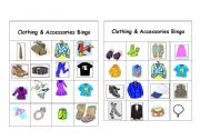 English Worksheet: Clothing & Accessories Bingo Games ( 10 of 12 )