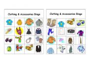 English Worksheet: Clothing & Accessories Bingo Games ( 11 of 12 )