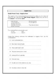 simple present tense negative  form