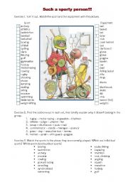 English Worksheet: Such a sporty person