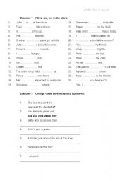 English Worksheet: Verb to be Exercise