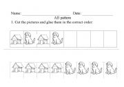 English worksheet: Math  -  Pattern AB  -  Sequence with dogs