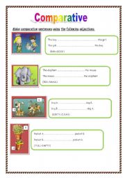 English Worksheet: Comparative-opposite adjectives