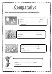 English Worksheet: Comparative-opposite adjectives