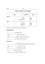 English Worksheet: Practice with the verb: TO BE