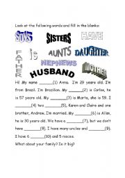 English Worksheet: Family members