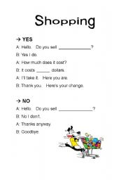 English Worksheet: Shopping Dialogue