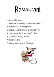 English Worksheet: Restaurant Dialogue