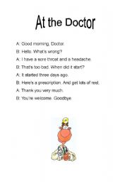 English Worksheet: At the Doctor Dialogue