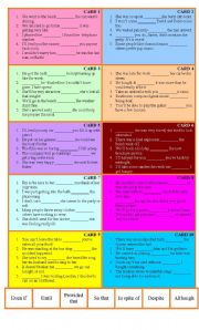 English Worksheet: Conjunctions bingo