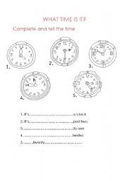 English Worksheet: What time is it?