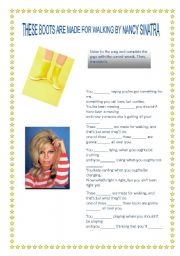 English Worksheet: These boots are made for walking by Nancy Sinatra