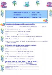 Modals : easy exercises about  must  ,mustnt and neednt 