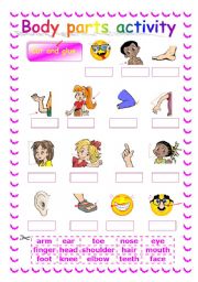 English Worksheet: Body parts activity