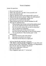 English Worksheet: a pursuit of happYness