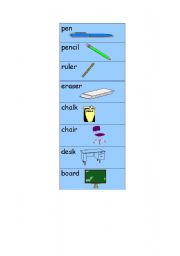 English Worksheet: bookmark school stuff