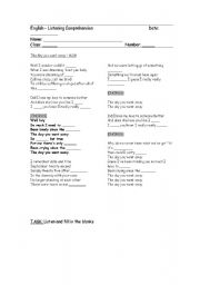 English Worksheet: Worksheet (Song M2M - The day you went away)