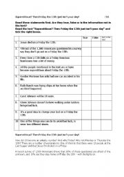 English Worksheet: Superstition reading