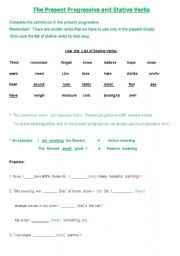 English Worksheet: Stative verbs