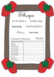 Shops worksheet