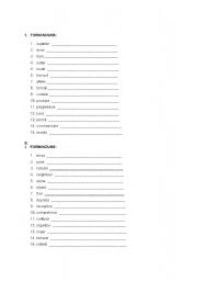 English worksheet: Noun fromation