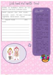 English Worksheet: JUNK AND HEALTH FOOD