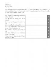 English worksheet: Song: Dreams by Lilly Allen